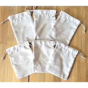 LOT: 6 New Kendra Scott Empty Jewelry Dust Bag Drawstring Pouches Ivory 4"x5.5"